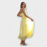 Celine - Vestido midi sin mangas con bajo con volantes