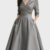 Tereza | Elegante vestido midi de manga larga