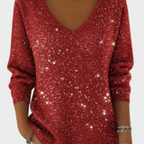 Ella™ | Jersey de punto de mujer festivo con cuello en V