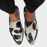Mocasines de Cuero Exclusivos Stanislava con Estampado de Vaca
