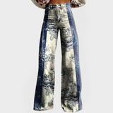 Veronika Pantalones Vaqueros Anchos de Patchwork