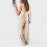 Hazel - Elegante conjunto de dos piezas de chaleco y pantalón liso