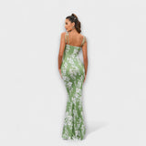 Thalia - Vestido de fiesta con estampado floral y tirantes anudados