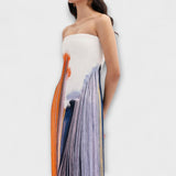 Verano - Vestido color block con flecos a la moda
