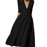 Laura | Vestido Midi Femenino Con Corte En A, Escote En V