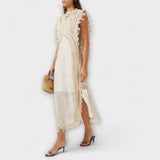 Mira - Vestido maxi de organza tejido y vacío