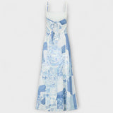 Terazza Ric Rac - Maxivestido de lino con corte acampanado