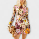 Dolores - Vestido con estampado floral 3D