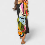Roos - Vestido informal con estampado colorido de hojas