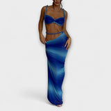 Jane - Dúo de crop top de punto degradado y sobrefalda de punto