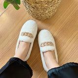 Karolína | Mocasines de peluche con cadena dorada