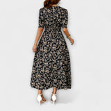 Amelia - Vestido de cuello redondo con estampado floral