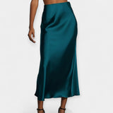 Věnceslava Elegante Falda Midi de Satén Versátil