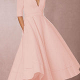 Laura | Vestido Midi Femenino Con Corte En A, Escote En V