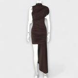 Lila - Vestido elegante y entallado con cuello redondo y pliegues
