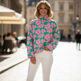Mirellia | Jersey de cuello alto floral