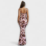 Thalia - Vestido de fiesta con estampado floral y tirantes anudados