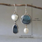 Klara - Pendientes de perlas vintage azules