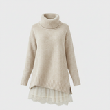 Sara | Vestido de punto de lujo con cuello vuelto y detalle de encaje