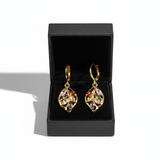 Pendientes vintage de metal chapado en oro con circonita cúbica de colores