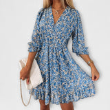 Vestido de mujer con estampado floral y mangas abullonadas