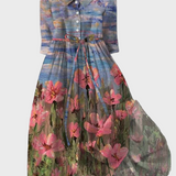Vestido Πράρι con Estampado Impresionista