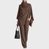 Elena | Conjunto de punto de poncho y pantalones anchos