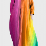 Anne | Vestido Fluido con Escote en V y Estampado Colorido