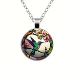 Lunéa™ | Collar con colgante de colibrí bajo cúpula de cristal