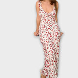 Vestido maxi estampado floral gráfico