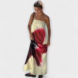 Elegante vestido maxi sin hombros