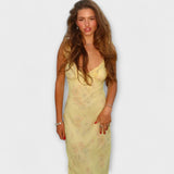 Vestido maxi estampado floral gráfico