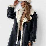 Maria – Chaqueta larga clásica con forro polar y cuello de borreguillo