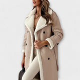 Maria – Chaqueta larga clásica con forro polar y cuello de borreguillo