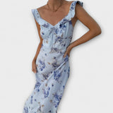 Vestido maxi estampado floral gráfico