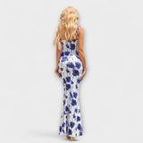 Thalia - Vestido de fiesta con estampado floral y tirantes anudados