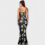 Thalia - Vestido de fiesta con estampado floral y tirantes anudados