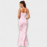 Thalia - Vestido de fiesta con estampado floral y tirantes anudados