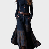 Azucena | Vestido maxi de ante con cinturón
