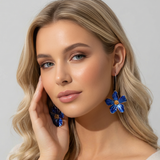 Bliss - Pendientes florales azules vintage