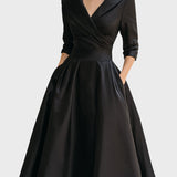 Tereza | Elegante vestido midi de manga larga