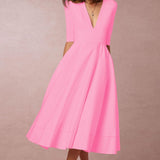 Laura | Vestido Midi Femenino Con Corte En A, Escote En V