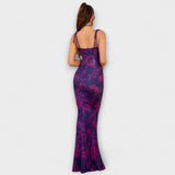 Thalia - Vestido de fiesta con estampado floral y tirantes anudados