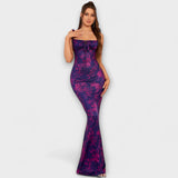 Thalia - Vestido de fiesta con estampado floral y tirantes anudados