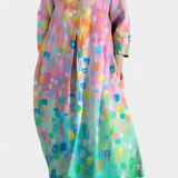 Anne | Vestido Fluido con Escote en V y Estampado Colorido