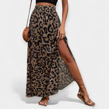 Falda Midi Sofisticada con Abertura Estampado Leopardo Karolína