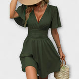 Winslet - Vestido con cintura fruncida y cuello en V