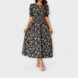 Amelia - Vestido de cuello redondo con estampado floral
