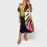 Roos - Vestido informal con estampado colorido de hojas