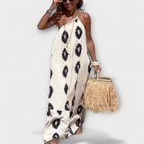 Isla - Maxivestido asimétrico con estampado de rayos de sol